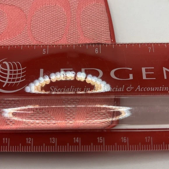 Coach Signature Skinny Wristlet pomegranate color peachy pink color classic NWT - Picture 6 of 9